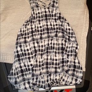 Black and white tie-dye tank top T-shirt dress